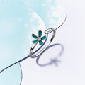Petalia Turquoise Blue Ring Featured SWAROVSKI® Crystals in White Gold