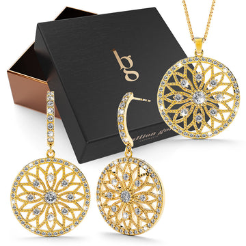 Boxed Flower of Life Intricate Gold Set