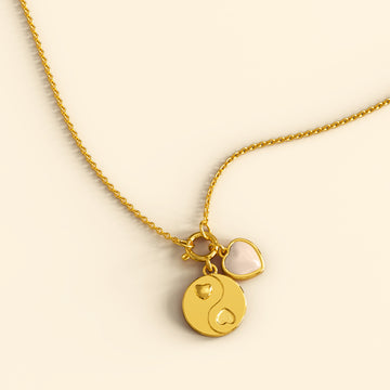 Yin Yang Heart Gold Charm Necklace