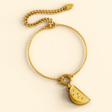 Watermelon Slice Gold Charm Bracelet