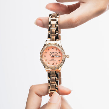 Lustrous Rose Gold Pink Watch Embellished With SWAROVSKI® Crystals