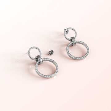 Orbit of Elegance Earrings Embellished with SWAROVSKI® Crystal in White Gold