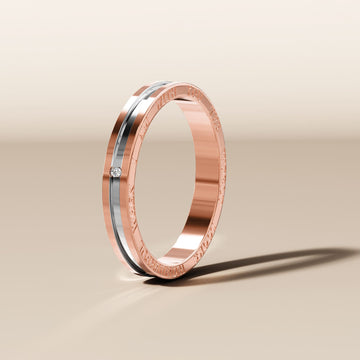 Wedding Band in Dual-Tone Gold Plated Titanium with Genuine 0.005ct Diamond