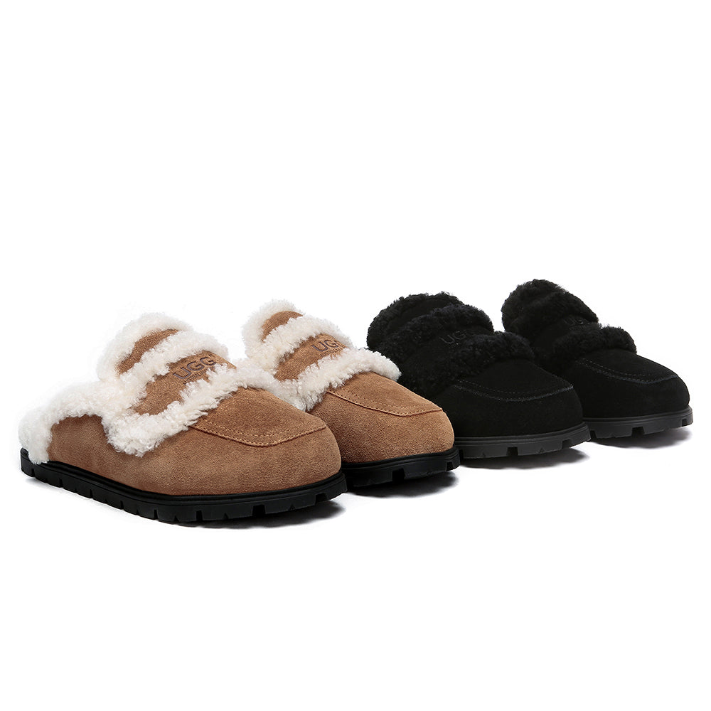 AUSTRALIAN SHEPHERD UGG Slippers Sheepskin Wool Shearling Lined Remi