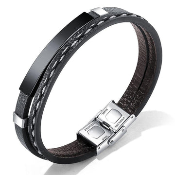 Daily Wear Minimalistic Vegan Leather Bracelet Gun Black