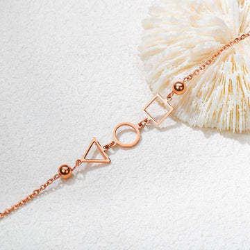 Geometric Styled Summer Ankle Chain Rose Gold Layered Anklet - Brilliant Co