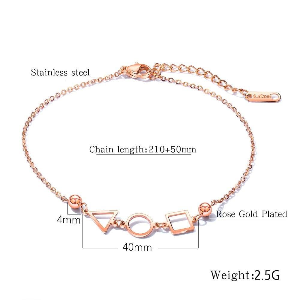 Geometric Styled Summer Ankle Chain Rose Gold Layered Anklet - Brilliant Co
