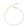 Solid 925 Sterling Silver Dainty Cyan Blue Crystals Bracelet