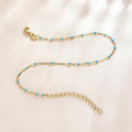 Solid 925 Sterling Silver Dainty Cyan Blue Crystals Bracelet