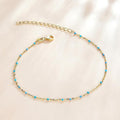 Solid 925 Sterling Silver Dainty Cyan Blue Crystals Bracelet