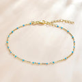 Solid 925 Sterling Silver Dainty Cyan Blue Crystals Bracelet
