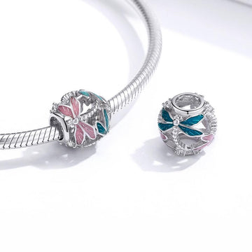 Solid 925 Sterling Silver Dragonfly Animal Pandora Inspired Charm - Brilliant Co