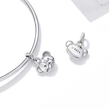 Solid 925 Sterling Silver Teddy Bear Pandora Inspired Charm - Brilliant Co