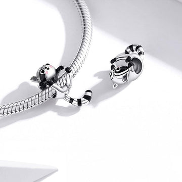 Solid 925 Sterling Silver Jumpy Fun Racoon Pandora Inspired Charm - Brilliant Co