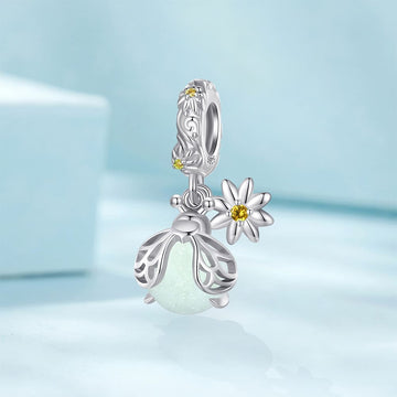 Solid 925 Signature Silver Bug Sparkle Charm