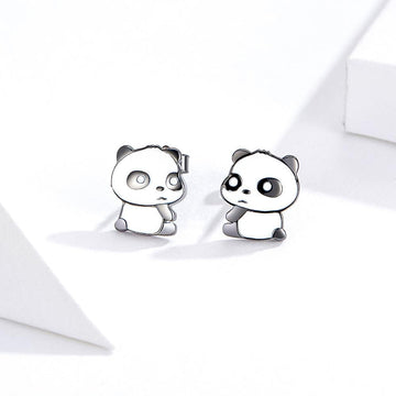 Solid 925 Sterling Silver Cute Baby Panda Earrings - Brilliant Co