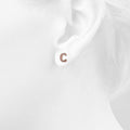 Solid 925 Sterling Silver Glamour Alphabet Letter Earrings Rose Gold - 13