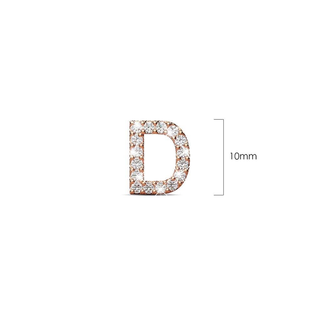 Solid 925 Sterling Silver Glamour Alphabet Letter Earrings Rose Gold - 16