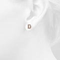 Solid 925 Sterling Silver Glamour Alphabet Letter Earrings Rose Gold - 17