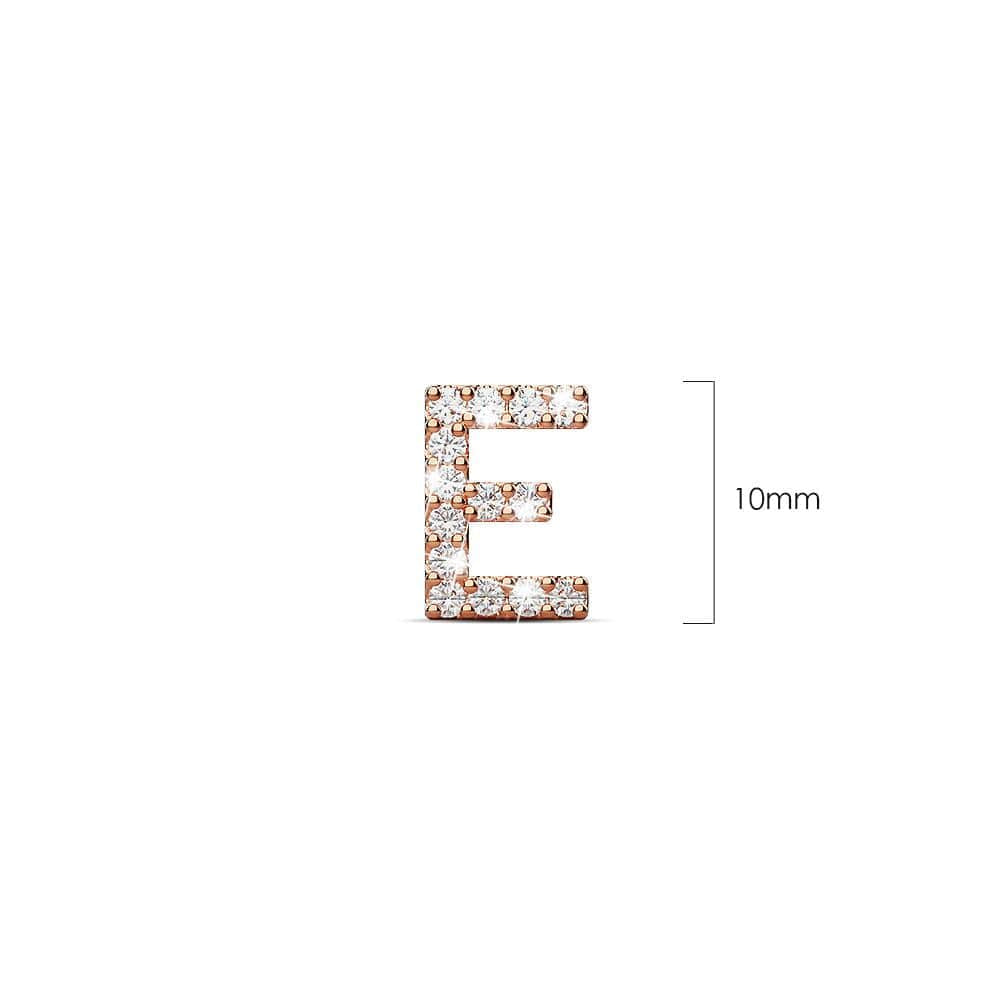 Solid 925 Sterling Silver Glamour Alphabet Letter Earrings Rose Gold - 20