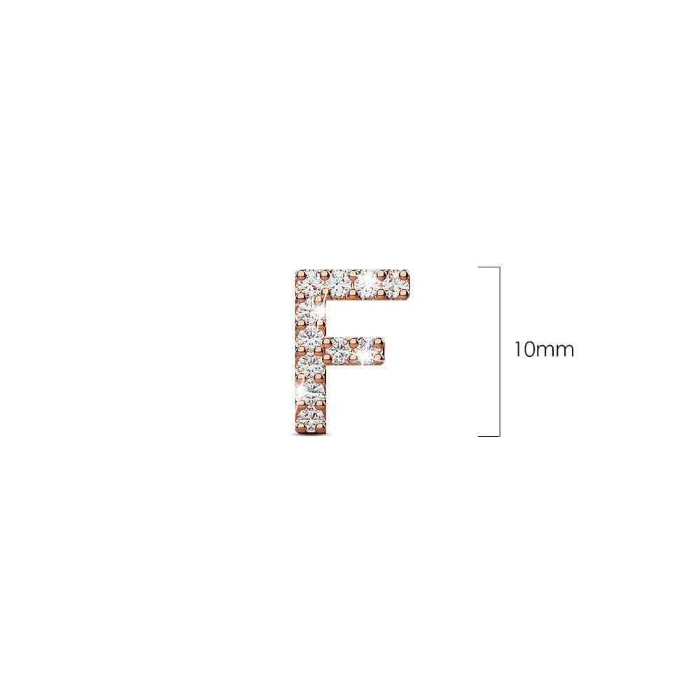 Solid 925 Sterling Silver Glamour Alphabet Letter Earrings Rose Gold - 24