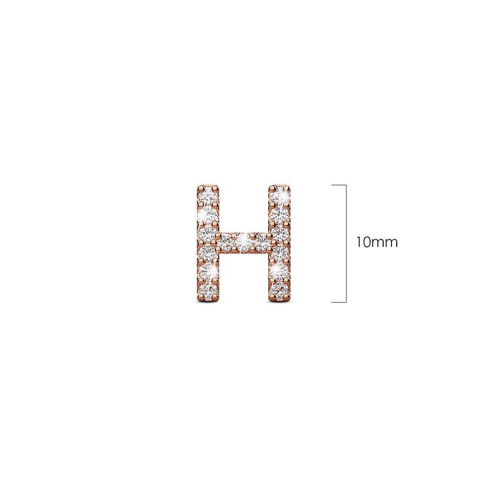 Solid 925 Sterling Silver Glamour Alphabet Letter Earrings Rose Gold - 32