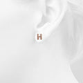 Solid 925 Sterling Silver Glamour Alphabet Letter Earrings Rose Gold - 33