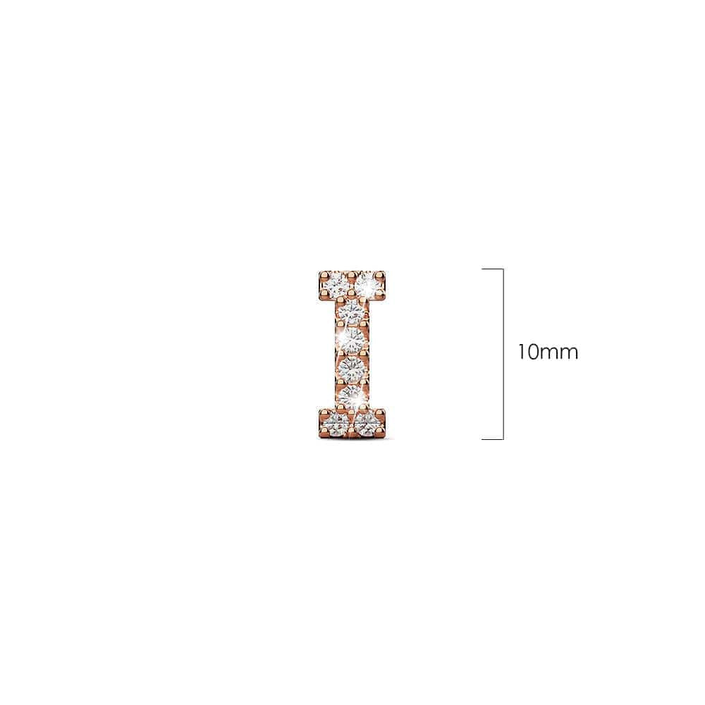Solid 925 Sterling Silver Glamour Alphabet Letter Earrings Rose Gold - 36