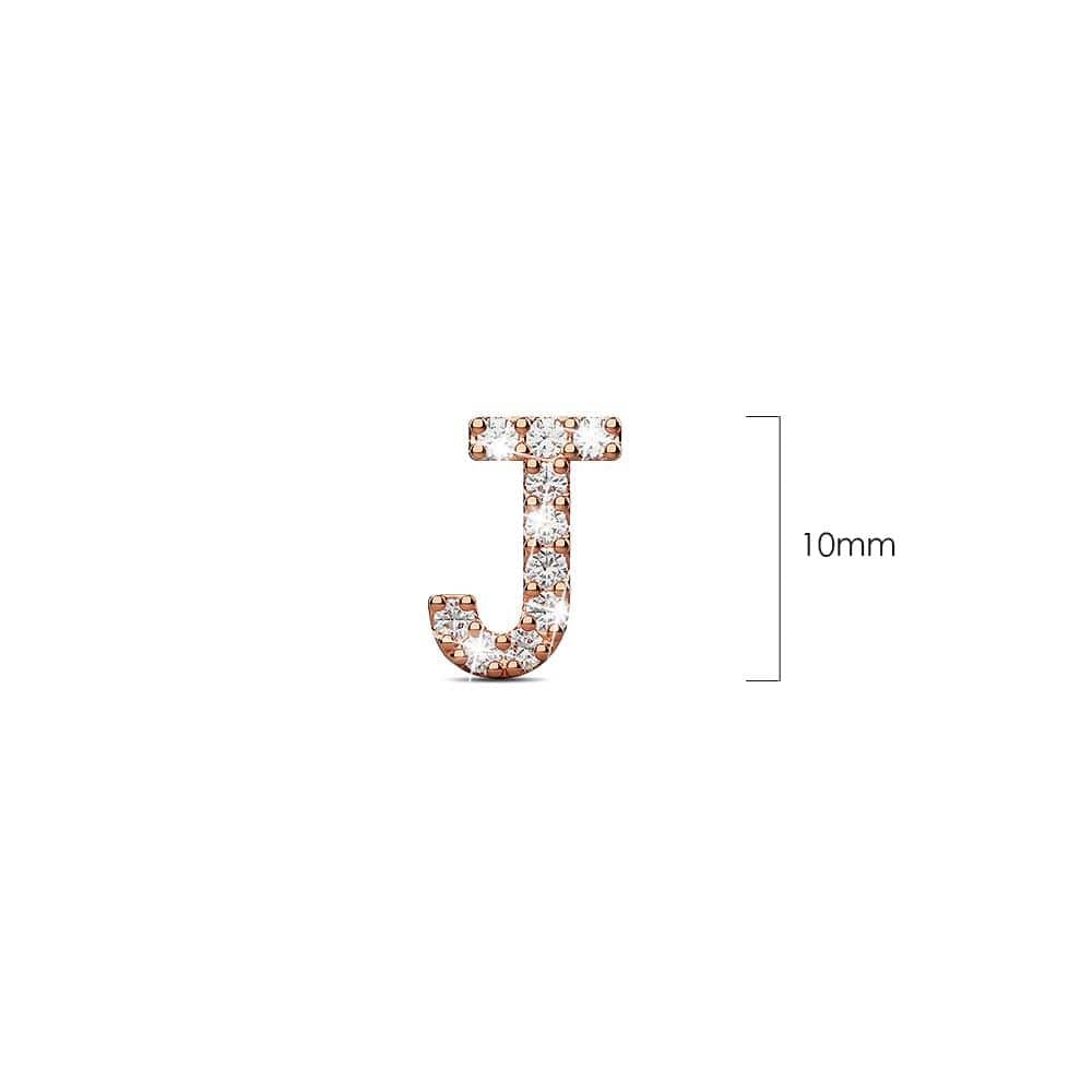 Solid 925 Sterling Silver Glamour Alphabet Letter Earrings Rose Gold - 40