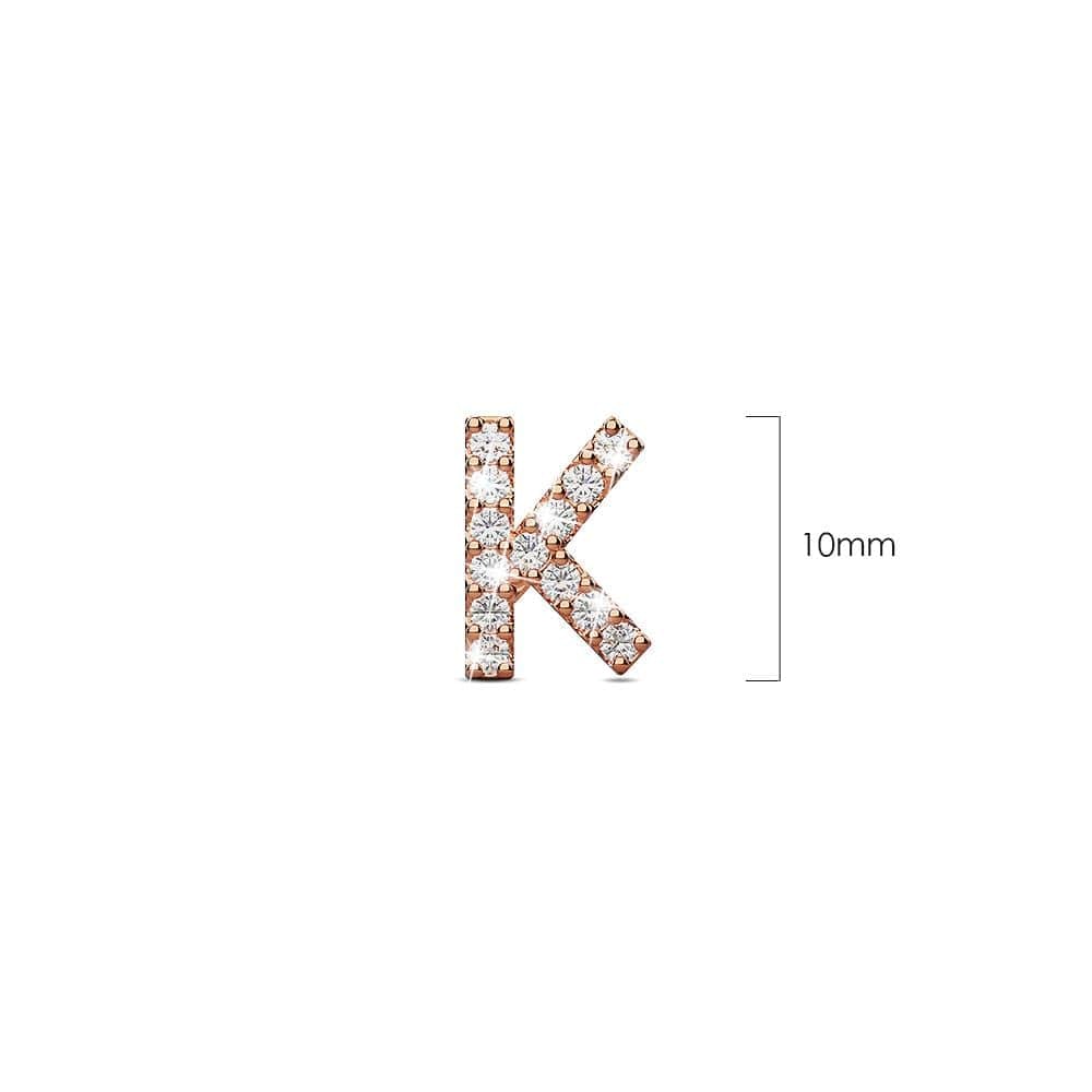 Solid 925 Sterling Silver Glamour Alphabet Letter Earrings Rose Gold - 44