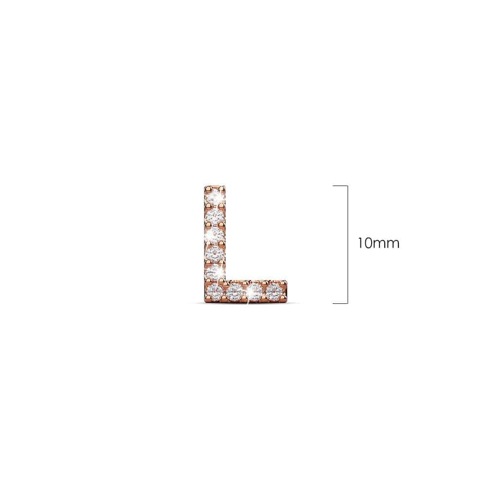 Solid 925 Sterling Silver Glamour Alphabet Letter Earrings Rose Gold - 48