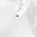 Solid 925 Sterling Silver Glamour Alphabet Letter Earrings Rose Gold - 53