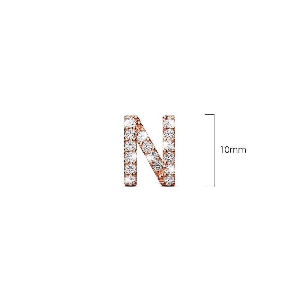 Solid 925 Sterling Silver Glamour Alphabet Letter Earrings Rose Gold - 56