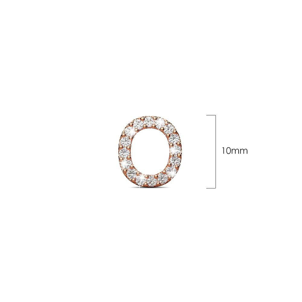 Solid 925 Sterling Silver Glamour Alphabet Letter Earrings Rose Gold - 60
