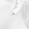 Solid 925 Sterling Silver Glamour Alphabet Letter Earrings Rose Gold - 61
