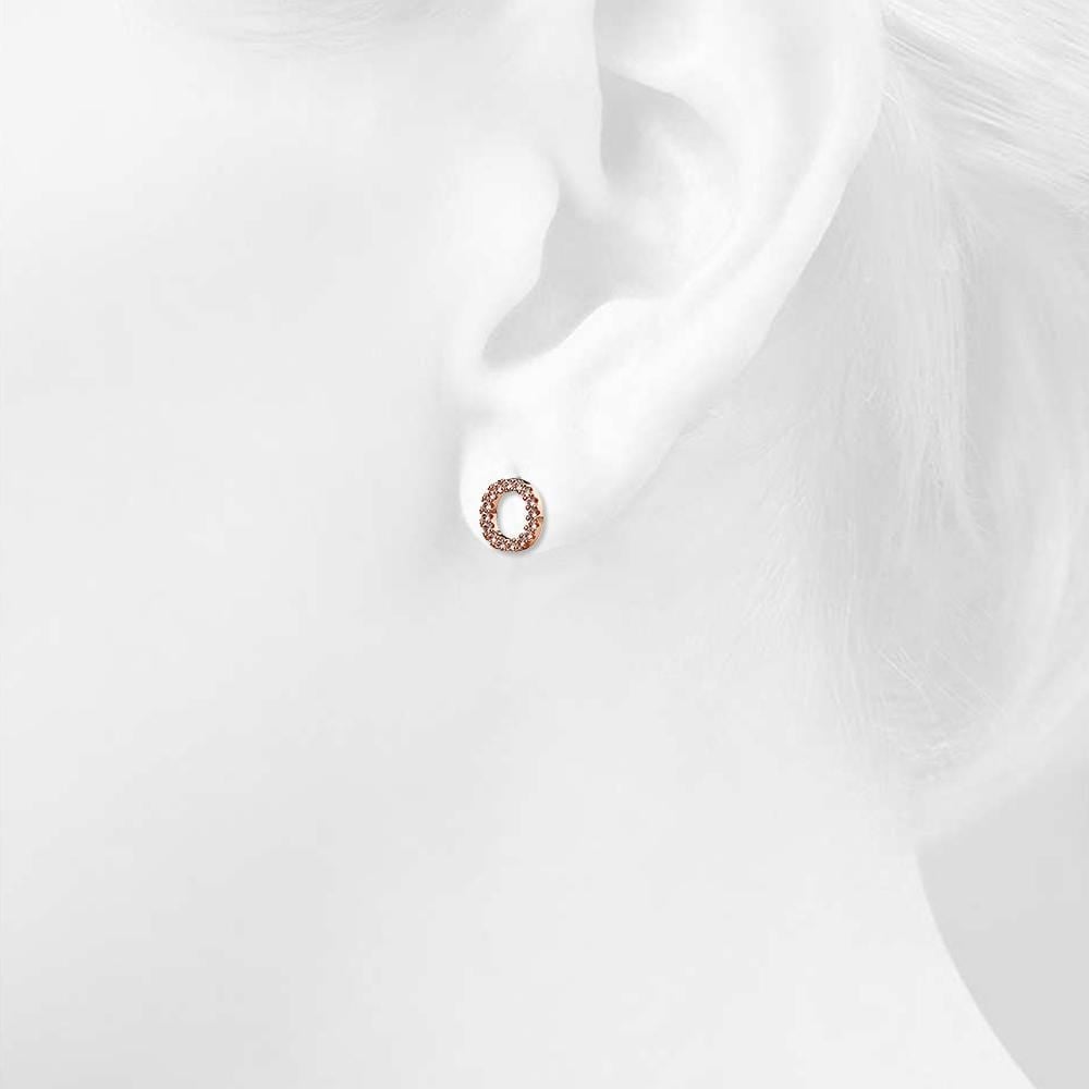 Solid 925 Sterling Silver Glamour Alphabet Letter Earrings Rose Gold - 61