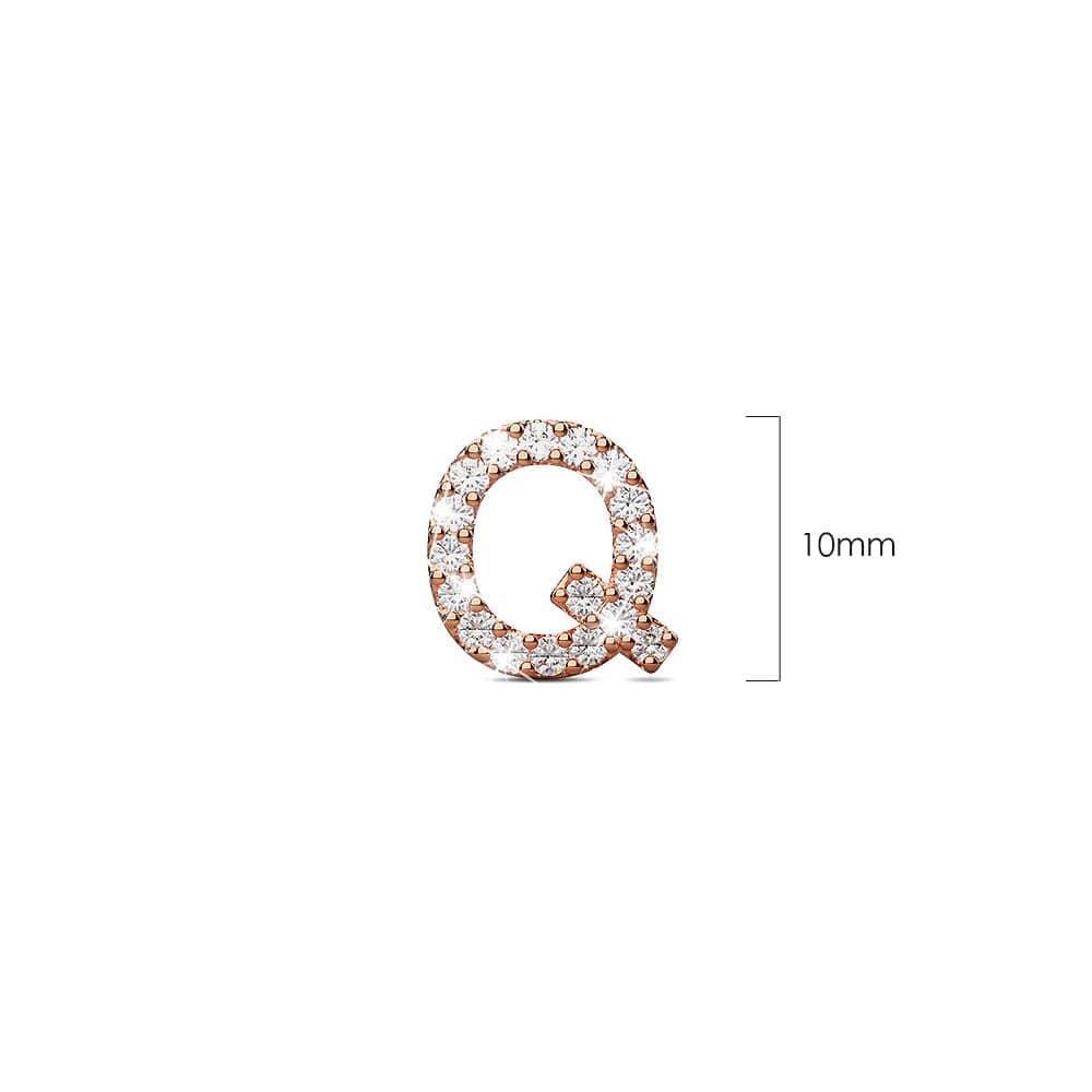 Solid 925 Sterling Silver Glamour Alphabet Letter Earrings Rose Gold - 68