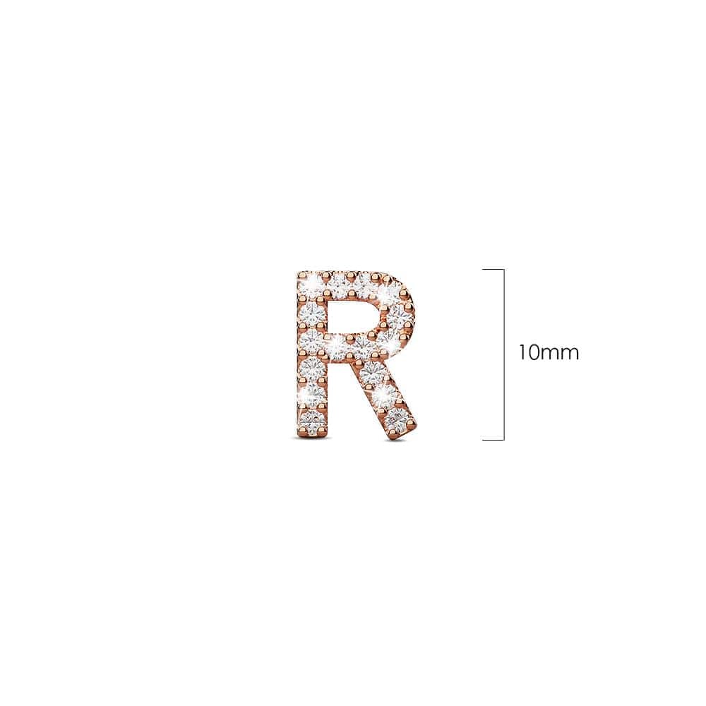 Solid 925 Sterling Silver Glamour Alphabet Letter Earrings Rose Gold - 72