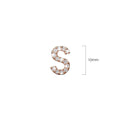 Solid 925 Sterling Silver Glamour Alphabet Letter Earrings Rose Gold - 76
