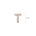 Solid 925 Sterling Silver Glamour Alphabet Letter Earrings Rose Gold - 80