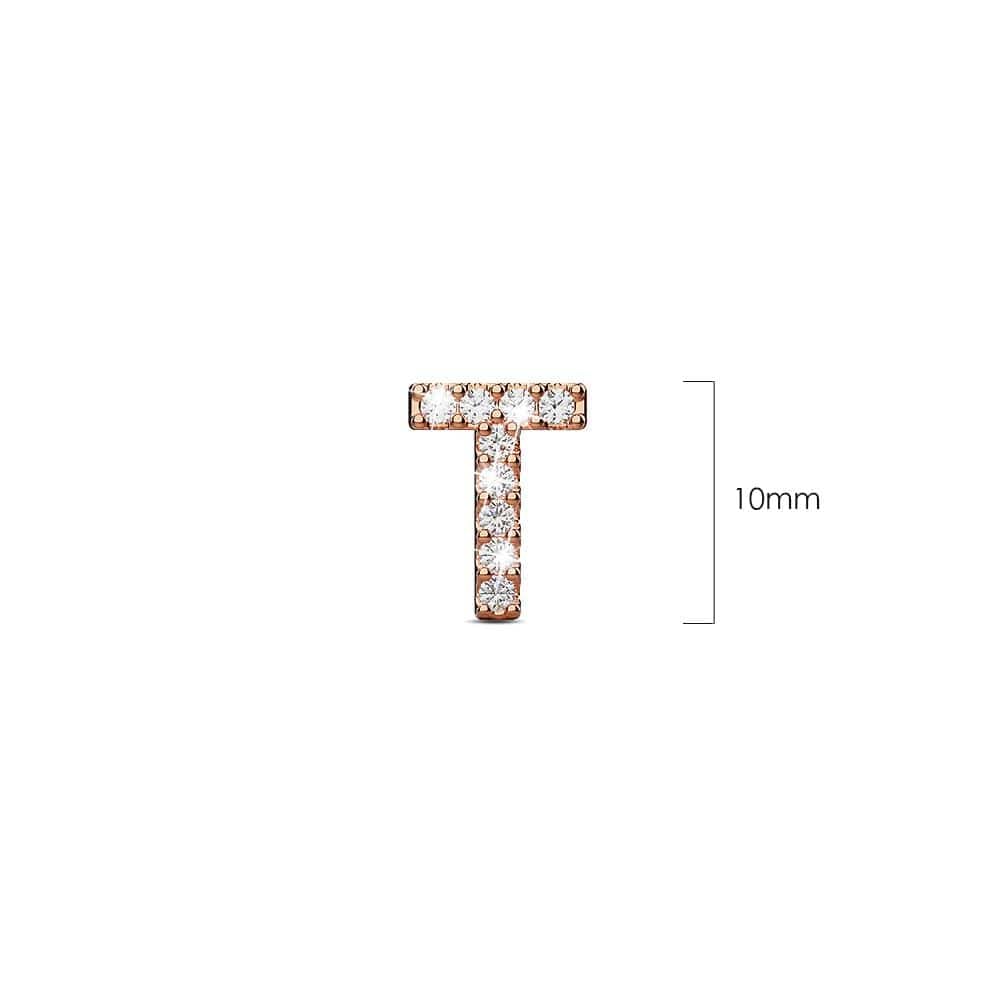 Solid 925 Sterling Silver Glamour Alphabet Letter Earrings Rose Gold - 80
