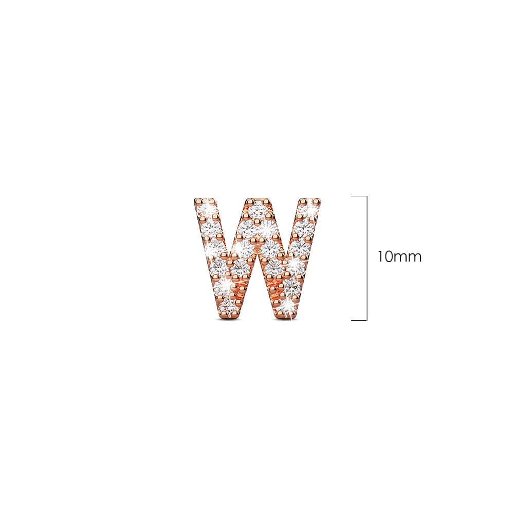 Solid 925 Sterling Silver Glamour Alphabet Letter Earrings Rose Gold - 92