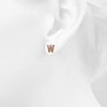 Solid 925 Sterling Silver Glamour Alphabet Letter Earrings Rose Gold - 93