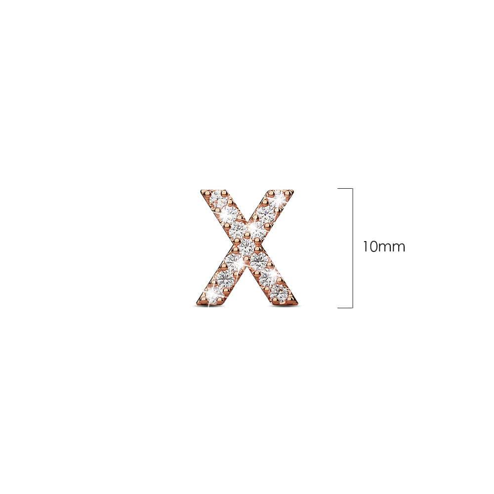 Solid 925 Sterling Silver Glamour Alphabet Letter Earrings Rose Gold - 96