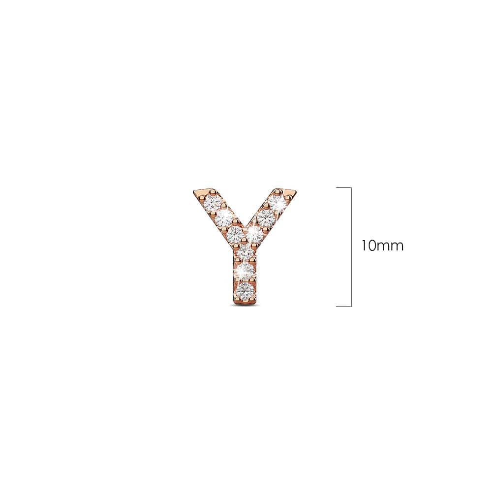 Solid 925 Sterling Silver Glamour Alphabet Letter Earrings Rose Gold - 100