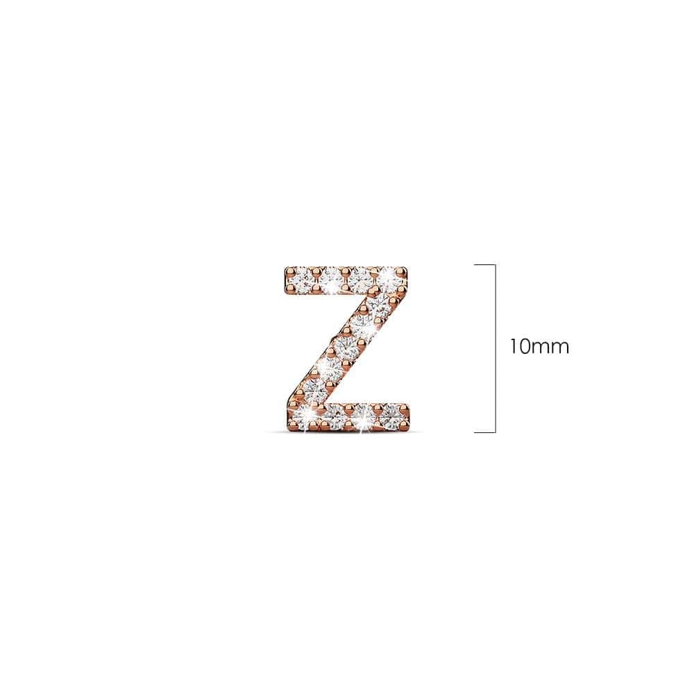 Solid 925 Sterling Silver Glamour Alphabet Letter Earrings Rose Gold - 104