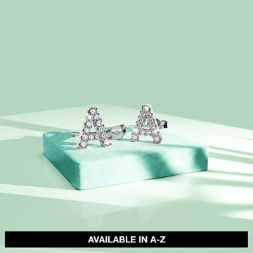 Solid 925 Sterling Silver Glamour Alphabet Letter Earrings