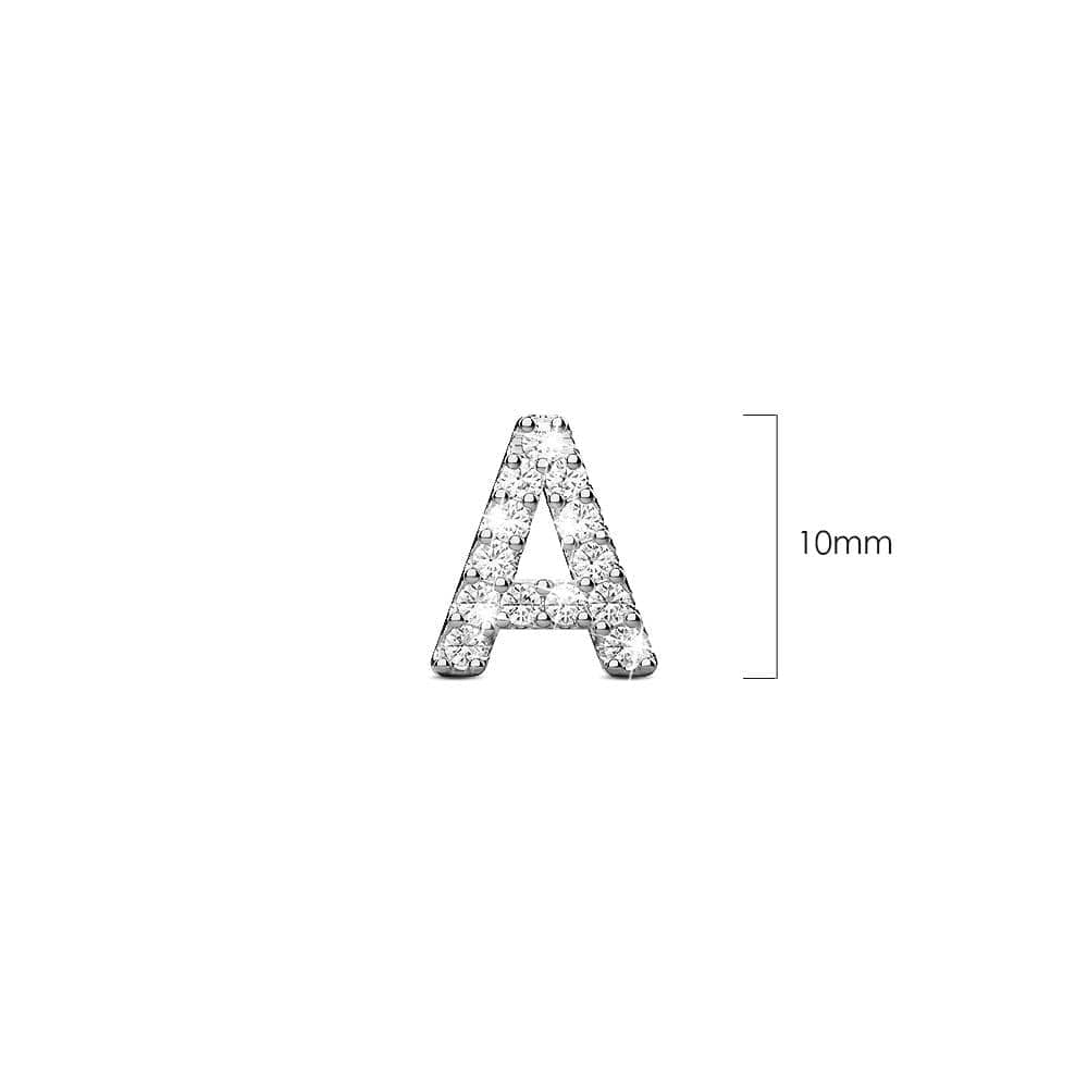 Solid 925 Sterling Silver Glamour Alphabet Letter Earrings - 4