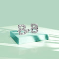 Solid 925 Sterling Silver Glamour Alphabet Letter Earrings  - 7