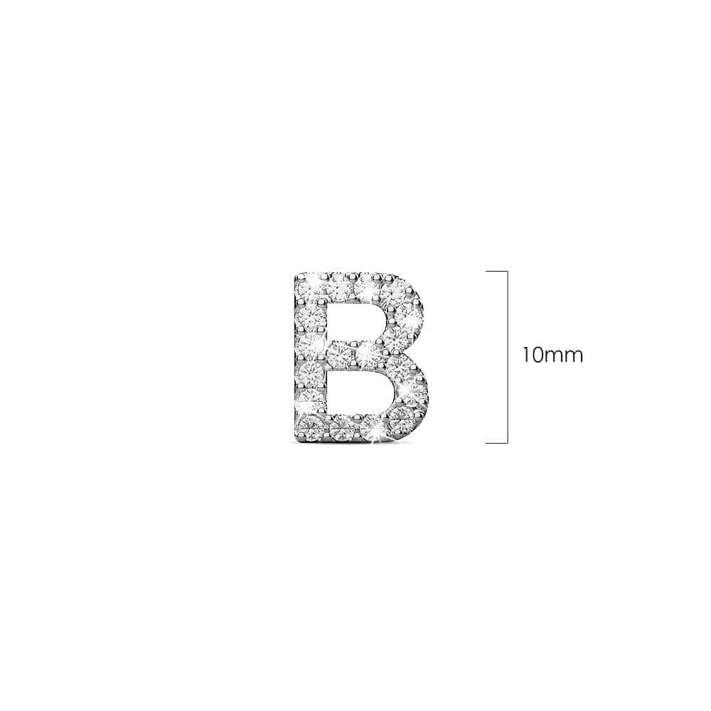 Solid 925 Sterling Silver Glamour Alphabet Letter Earrings - 8